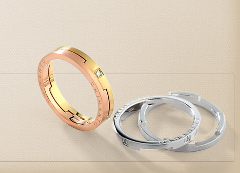 Insieme: anello componibile con 2 elementi in oro giallo e rosa con diamanti